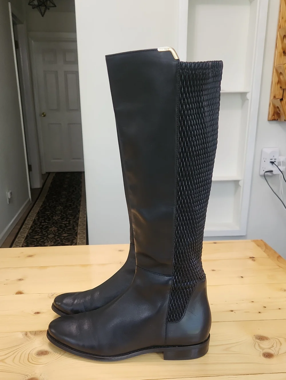 Cole Haan Rockland Black Leather Tall Stretch Riding Boots Size 8